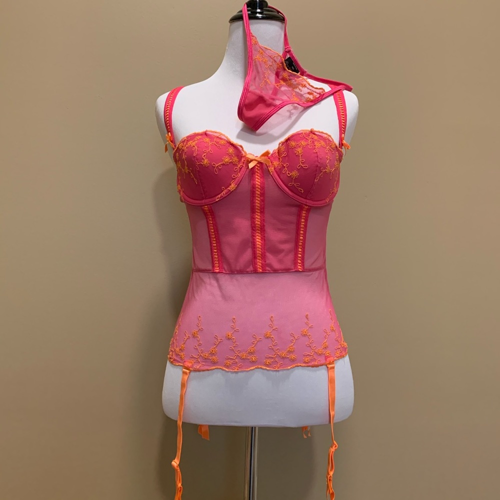VS Vintage Fairy Garden Embroidered Corset & Panty Set